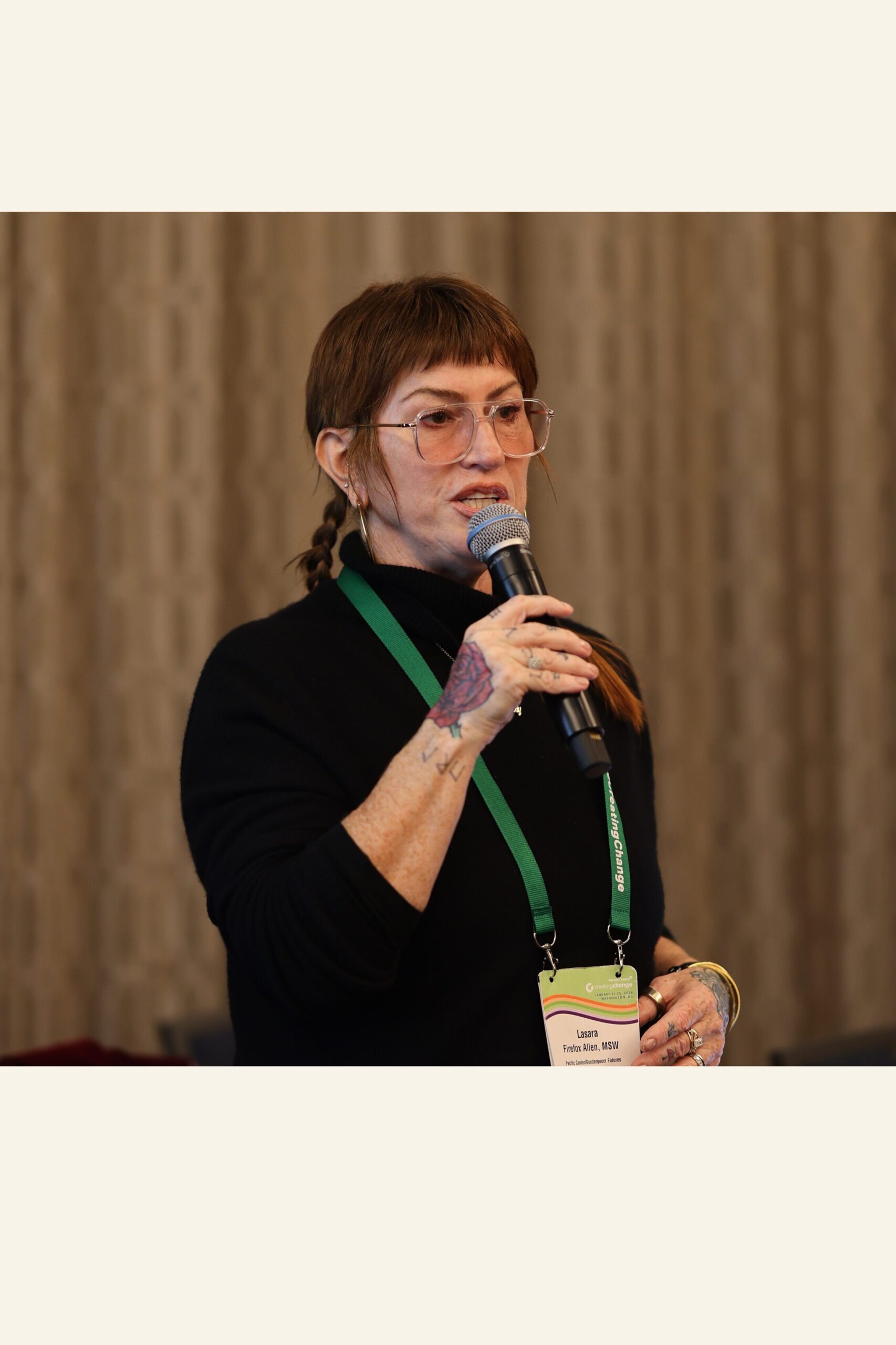 Lasara Firefox Allen, MSW, gender-affirming menopause speaker, presenting at Creating Change 2026
